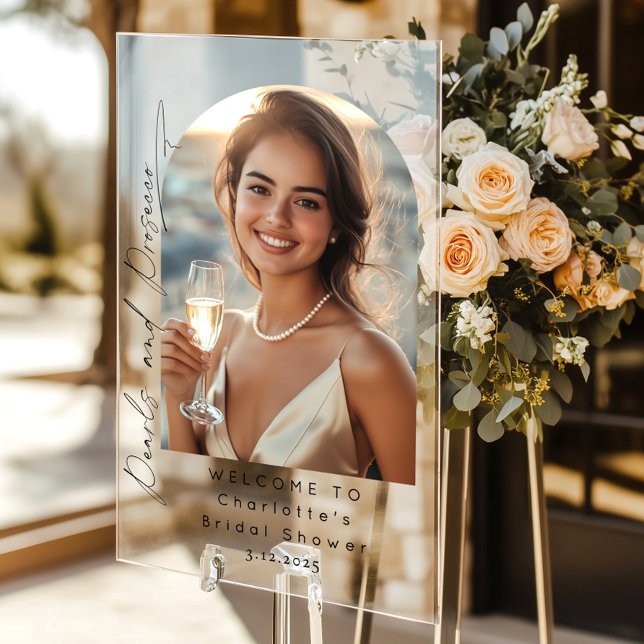 Bienvenue à la fête de mariage Perles et Prosecco  (Créateur téléchargé)
