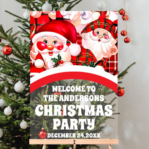 Bienvenue à la fête de Noël Red Retro Santa Claus