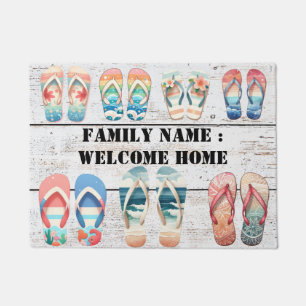 Bienvenue à la maison à l'extérieur du tapis de po