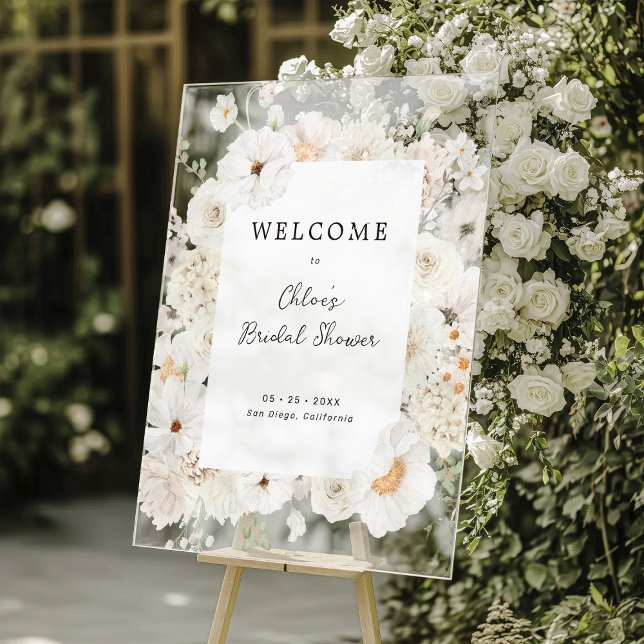 Bienvenue à la réception de mariage floral blanc (Créateur téléchargé)