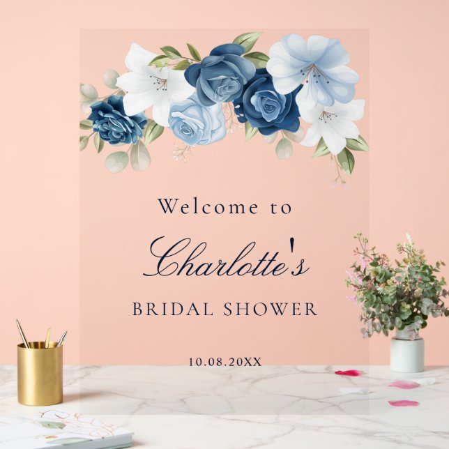 Bienvenue à la réception de mariage Floral Bleu Po (Mariage)