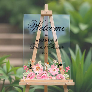 Bienvenue à la soirée de mariage Floral Rose