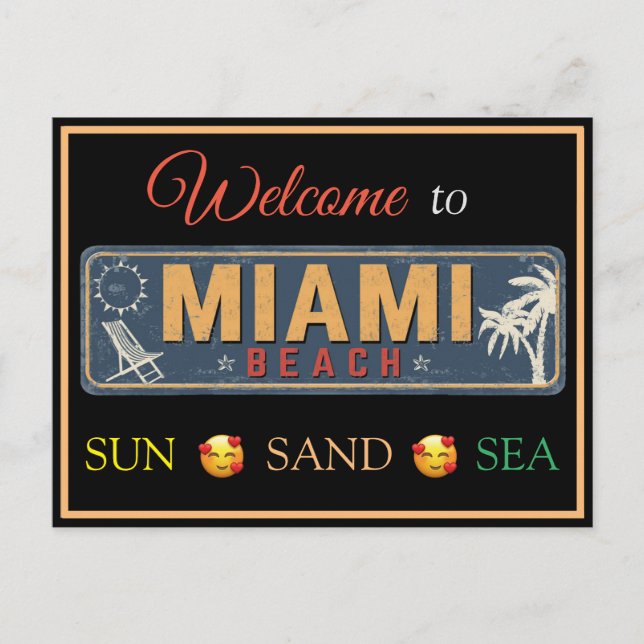 Bienvenue à Miami Beach, carte postale de Floride (Devant)