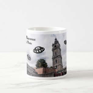 Bienvenue à Mons. UFO’s welcome you to Mons.  Coffee Mug