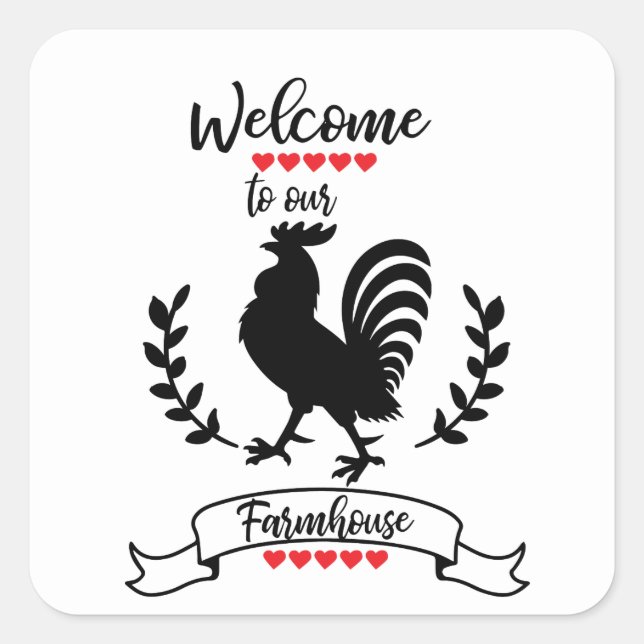Bienvenue à notre coq autocollant mots de ferme (Devant)
