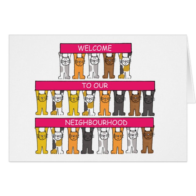 Bienvenue à notre voisinage Cartoon Cats (Devant horizontal)