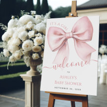 Bienvenue à une Baby Shower Fille Ruban Rose