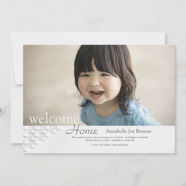 Bienvenue Accueil Adoption Photo Faire-part (Devant)