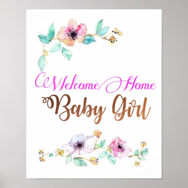 Bienvenue Accueil Baby Girl Poster avec police de  (Devant)