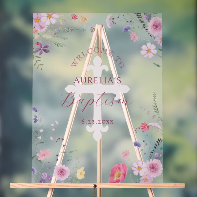 Bienvenue au baptême fleur sauvage (Neutre)