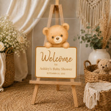 Bienvenue au bébé ours en peluche Marron Script