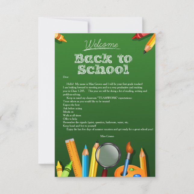 Bienvenue Au Carte pour notes De L'École (Devant)