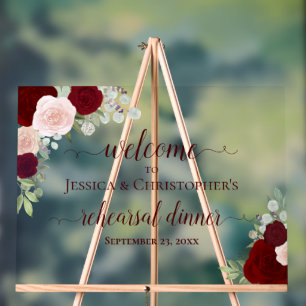 Bienvenue au dîner de répétition de mariage Roses