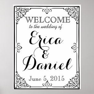 bienvenue au mariage de l'affiche pancarte tableau
