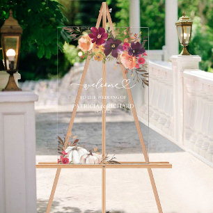 Bienvenue au mariage floral automnal citrouille Bo