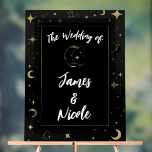 Bienvenue au mariage Lune Céleste Étoiles Noir & O