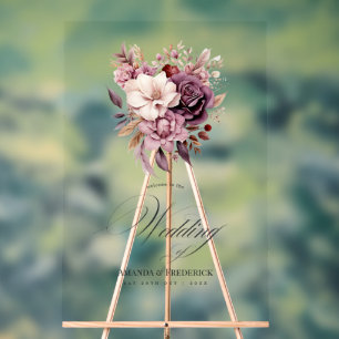 Bienvenue au mariage prune, gris, cuivre et rose p