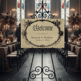 Bienvenue au mariage vintage gothique toile noire