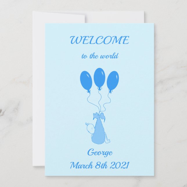 BIENVENUE au monde - carte bébé garçon (Devant)