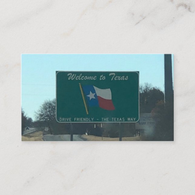 Bienvenue aux Cartes de visite du Texas (Devant)