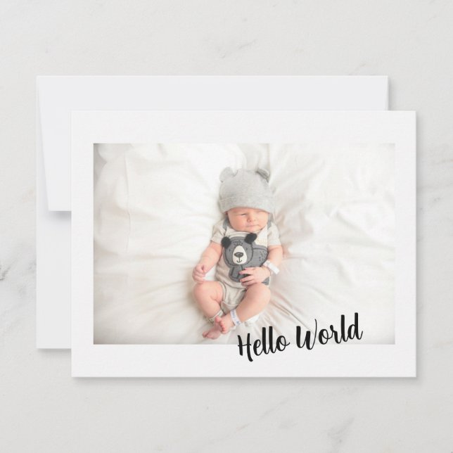 Bienvenue Baby Faire-part bois rustique (Devant)