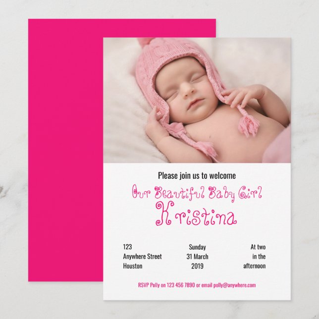 Bienvenue Baby Girl Shower Photo party invitation (Devant / Derrière)