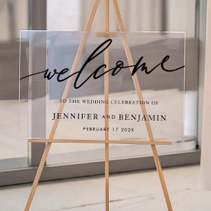 bienvenue    Blanc Noir Calligraphie Simple Mariag