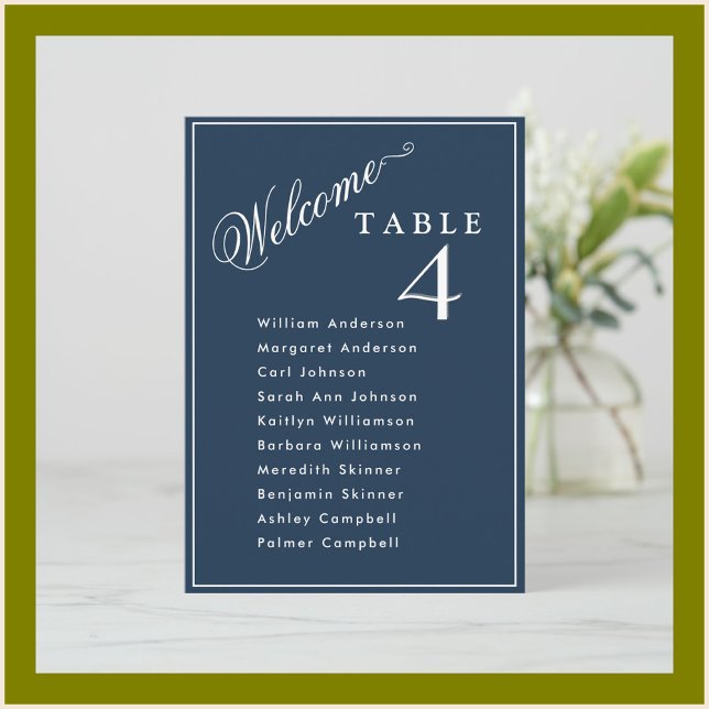 Bienvenue Cartes de plan Mariage bleu Marine (Créateur téléchargé)