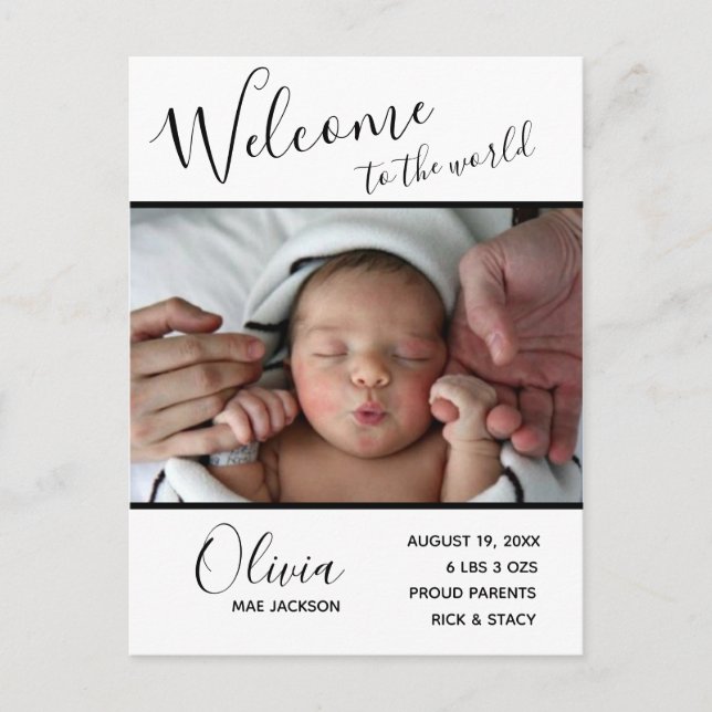 Bienvenue dans le monde Photo de naissance Cartes  (Devant)