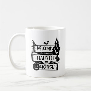 Bienvenue Dans Notre Mug Haunted House Typography