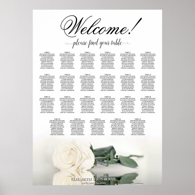 Bienvenue ! Élégante Rose blanche 23 Tableau de si (Devant)