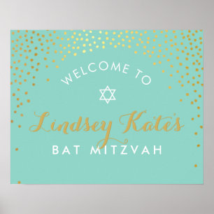 BIENVENUE ÉVÉNEMENT POSTER mini confetti mint or