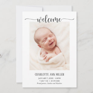 Bienvenue Faire-part de naissance bébé Carte photo