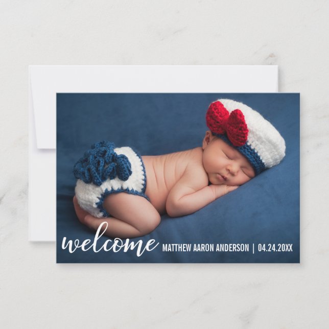 Bienvenue Faire-part Nouveau bébé Carte moderne W (Devant)