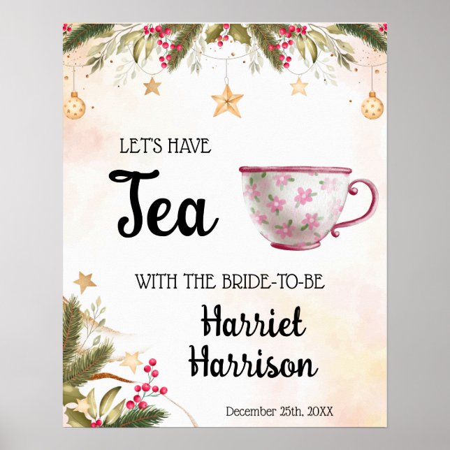 Bienvenue Fête des mariées thé Noël Design Poster (Devant)
