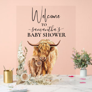 Bienvenue Highland Cow Calf Baby shower Boho