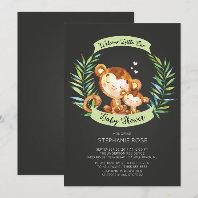 Bienvenue Invitation de Baby shower Little One Mon (Devant / Derrière)