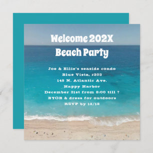 Bienvenue Invitation du Nouvel An Beach Party