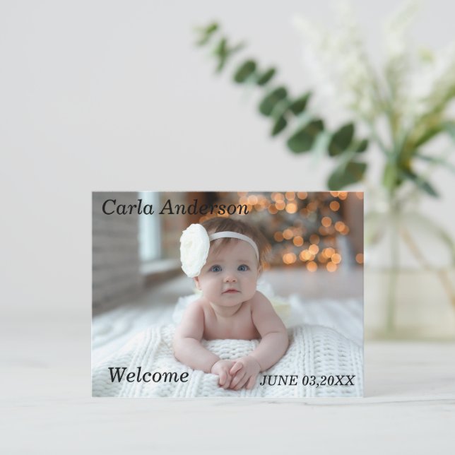 Bienvenue mignon Nouveau Faire-part photo bébé (Debout devant)