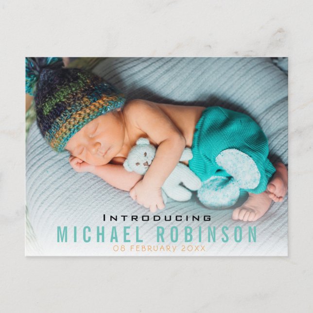 BIENVENUE  | nouveau carte photo de bébé faire-par (Devant)