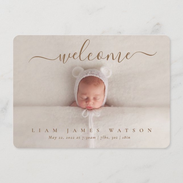 Bienvenue Nouveau Faire-part de naissance photo bé (Devant)