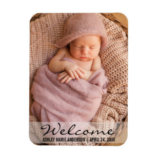 Bienvenue Nouveau Magnet photo Faire-part bébé