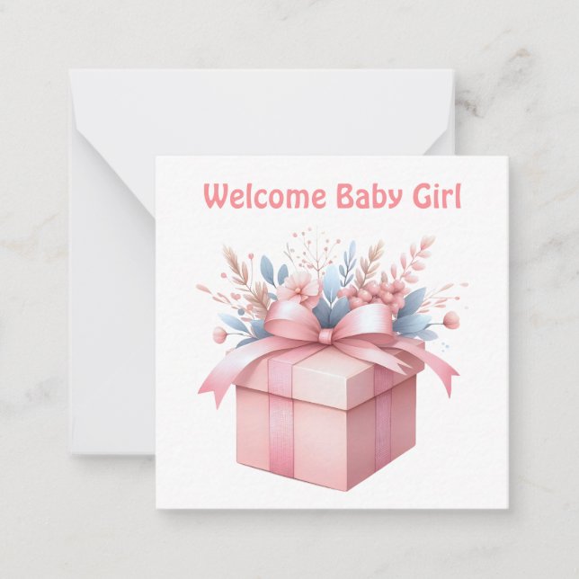 Bienvenue nouvelle carte bébé fille (Devant)