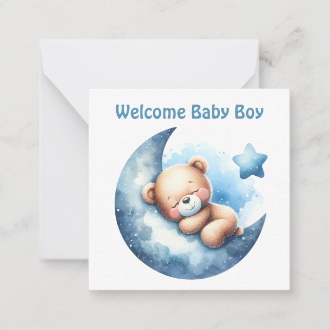 Bienvenue nouvelle carte bébé garçon (Devant)
