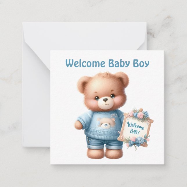 Bienvenue nouvelle carte bébé garçon (Devant)