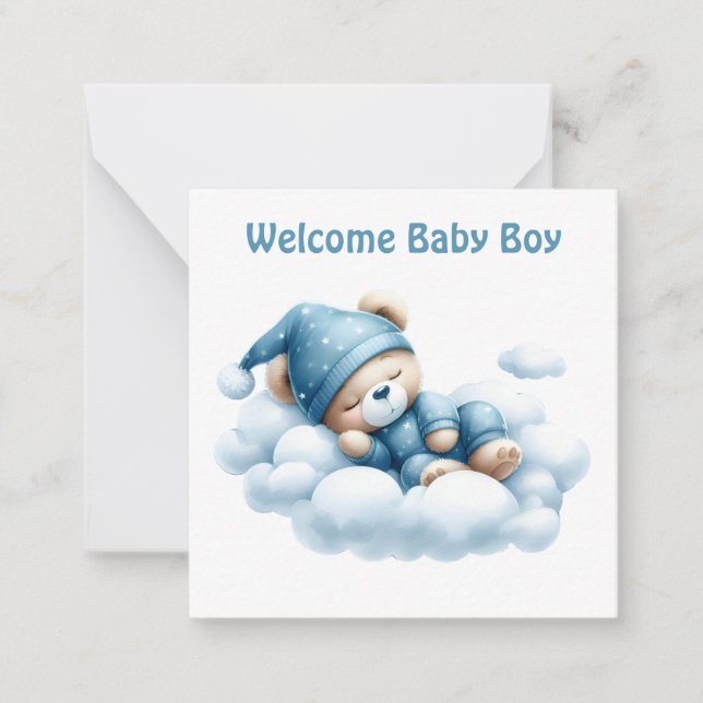 Bienvenue nouvelle carte bébé garçon (Devant)
