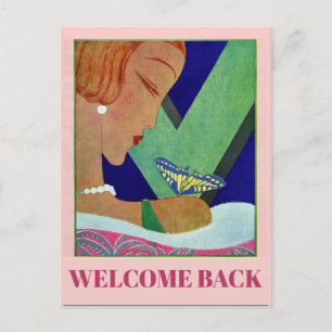 Bienvenue, Papillon, Carte Postale de Style Vintag