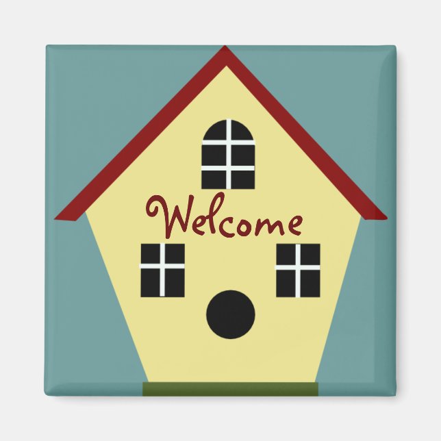 Bienvenue Pays Bleu et Jaune Birdhouse Magnet (Devant)