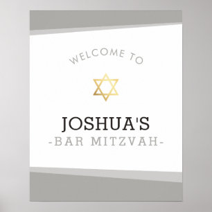 BIENVENUE POSTER bar mitzvah simple cool gris