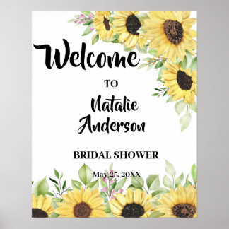 Bienvenue Poster de Fête de Mariage Tournesols
